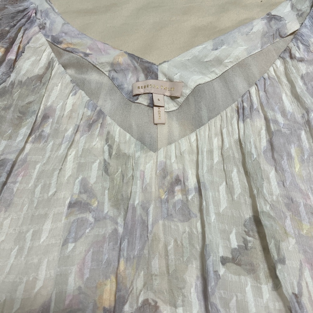 Elegant White Silk Floral Blouse Rebecca Taylor. - Picture 3 of 8